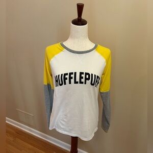WIZARDING WORLD OF HARRY POTTER Universal Hufflepuff‎ Crest LS Raglan Tee Wom Lg